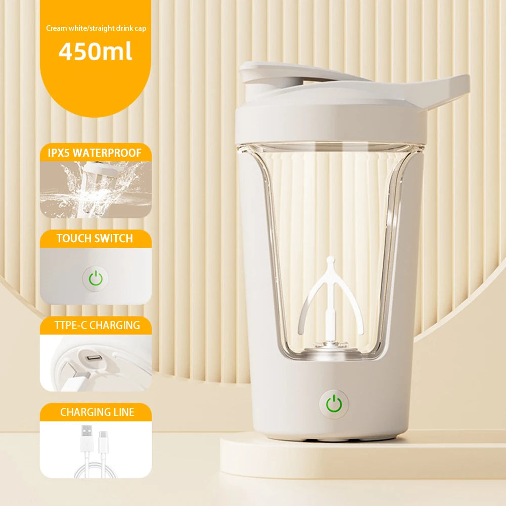 450ml Electric Automatic Mixing Cup Portable Whey Protein Shaker Bottle USD Rechargeable Fully Automatic Stirring Cup For Home